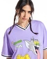 Shop Women's Purple Tom N Jerry Graphic Printed Oversized T-shirt