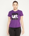 Shop Women's Purple Typographic Activewear T-shirt-Front