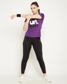 Shop Women's Purple Typographic Activewear T-shirt