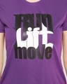 Shop Women's Purple Typographic Activewear T-shirt