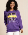 Shop Women's Purple Typography Oversized Sweatshirt-Front