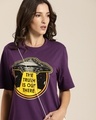 Shop Women's Purple Typography Oversized T-shirt-Design