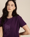 Shop Women's Purple Typography T-shirt-Front