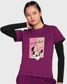 Shop Women's Purple Unique Minnie (DL) Graphic Printed T-shirt-Front