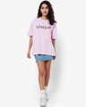 Shop Women's Purple Unique Personality Typography Oversized T-shirt-Design