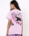 Shop Women's Purple Waku Waku Graphic Printed Boyfriend T-shirt-Front