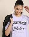 Shop Women's Purple Whatever Typography Oversized T-shirt-Front