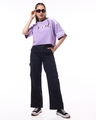 Shop Women's Purple Whats Doc Graphic Printed Oversized Crop T-shirt-Full