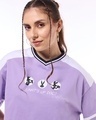 Shop Women's Purple Whats Doc Graphic Printed Oversized Crop T-shirt