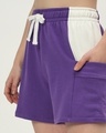 Shop Women's Purple & White Color Block Relaxed Fit Cargo Shorts