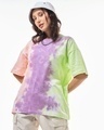 Shop Women's Purple & White Tie & Dye Oversized T-shirt-Front