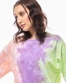 Shop Women's Purple & White Tie & Dye Oversized T-shirt