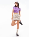Shop Women's Purple Wonder Women Graphic Printed Slim Fit Short Top