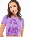 Shop Women's Purple Wonder Women Graphic Printed Slim Fit Short Top