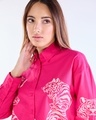 Shop Women's Rasberry Pink Spirit of Tigers Graphic Printed Oversized Shirt