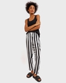 Shop Women's White Striped Straight Fit Rayon Pyjamas-Full