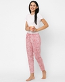 Shop Women's Red All Over Floral Printed Cotton Lounge Pants
