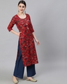 Shop Women's Red All Over Floral Printed Kurta-Full
