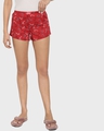 Shop Women's Maroon All Over Printed Boxer Shorts-Front
