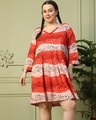 Shop Women's Red All Over Printed Plus Size Mini Dress-Front