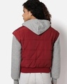 Shop Women's Red & Grey Color Block Hooded Cropped Jacket-Design