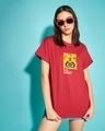 Shop Women's Red Antisocial Minion Graphic Printed Boyfriend T-shirt-Front
