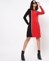 Shop Women's Red & Black Color Block Slim Fit Dress-Full