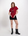 Shop Women's Red Bonjour Paris Graphic Printed Boyfriend T-shirt