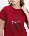 Shop Women's Red Bonjour Paris Graphic Printed Boyfriend T-shirt