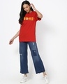 Shop Women's Red Bored Minion Boyfriend T-shirt-Design