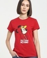 Shop Women's Bold Red Busy Doing Nothing Graphic Printed Slim Fit T-shirt-Front