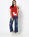 Shop Women's Red Cattitude Typography Slim Fit T-shirt-Design
