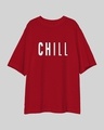 Shop Women's Red Chill Typography Oversized T-shirt-Full