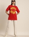 Shop Women's Red Choose Happiness Typography Oversized T-shirt-Full