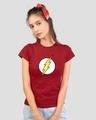 Shop Women's Red Classic Flash Logo (FL) Printed Slim Fit T-shirt-Front