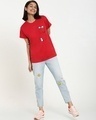 Shop Women's Red Climbing Pocket Panda Boyfriend T-shirt-Full