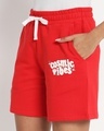 Shop Women's Red Cosmic Vibes Typography Relaxed Fit Shorts