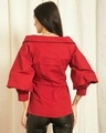 Shop Women's Red Cuffed Sleeve Slim Fit Shirt-Design