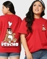 Shop Women's Red Cute But Psycho Graphic Printed Plus Size Boyfriend T-shirt-Front