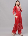 Shop Women's Red Digital Printed Straight Kurta With Palazzo & Dupatta Set-Full