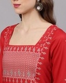 Shop Women's Red Digital Printed Straight Kurta With Palazzo & Dupatta Set