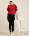 Shop Women's Red Don't Pause Until You're There Typography Oversized T-shirt-Full