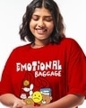 Shop Women's Red Emotional Baggage Graphic Printed Oversized Plus Size T-shirt