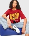 Shop Women's Red Feel'n Hot Graphic Printed Oversized T-shirt-Front