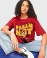 Shop Women's Red Feel'n Hot Graphic Printed Oversized T-shirt-Front