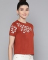 Shop Women's Red Floral Embroidered Top-Design