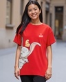 Shop Women's Red Fly High Graphic Printed Boyfriend T-shirt-Front