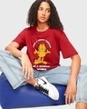 Shop Women's Red Friday Garfield Graphic Printed Oversized T-shirt-Front