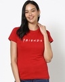 Shop Women's Red Friends logo Graphic Printed Slim Fit T-shirt (FRL)-Front
