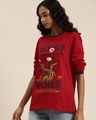 Shop Women's Red Graphic Print Oversized T-shirt-Front